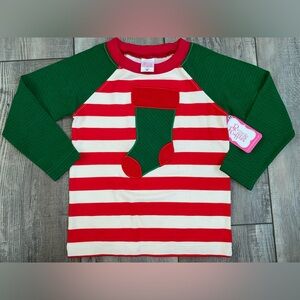NWT Ricrac & Ruffles Boy’s Holiday Christmas Stocking Appliqué Long Sleeve 3 3T